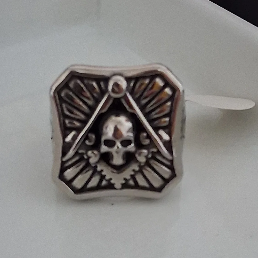 MEN'S SKULL BIKER RING STAINLESS STEEL SIZE 11
